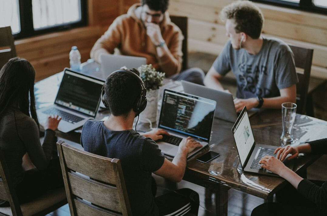 corporate team coding session